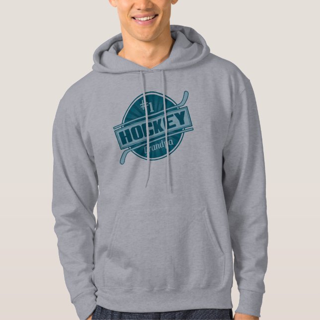 Name & Number Back Print Hockey Grandpa Hoodie (Front)