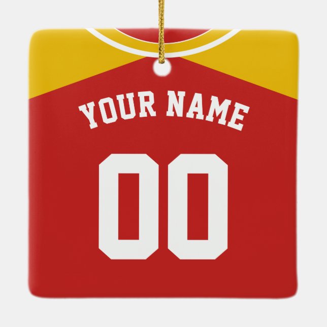 Name & Number Baseball Softball Jersey Template Ceramic Ornament (Back)