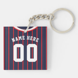 Name & Number Jersey Keyring, Baseball Softball Keychain
