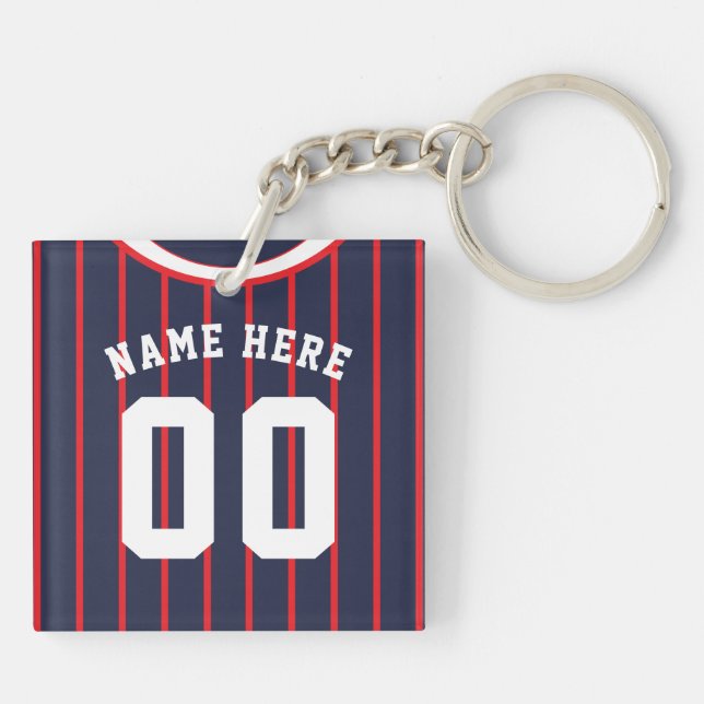Name & Number Jersey Keyring, Baseball Softball Keychain (Back)