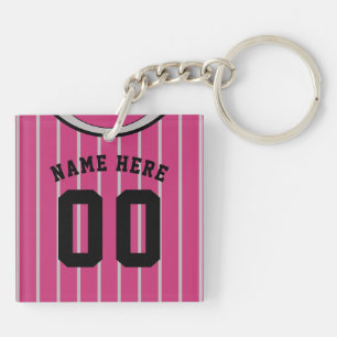 Name & Number Jersey Keyring, Baseball Softball Keychain