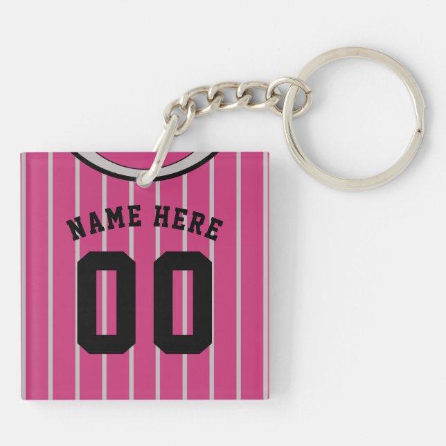 Name & Number Jersey Keyring, Baseball Softball Keychain (Back)