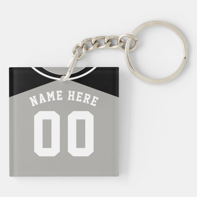 Name & Number Jersey Keyring, Baseball Softball Keychain (Back)