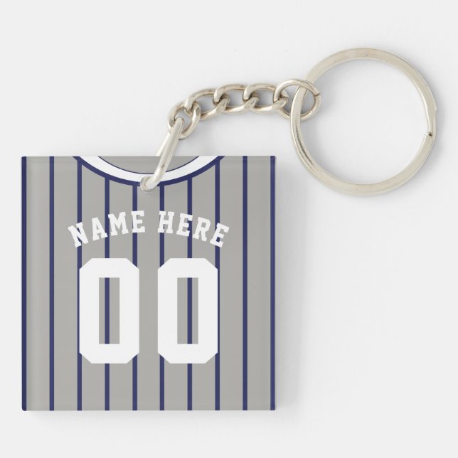 Name & Number Jersey Keyring, Baseball Softball Keychain (Back)