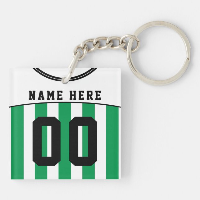 Name & Number Jersey Keyring, Soccer, Football Keychain (Back)