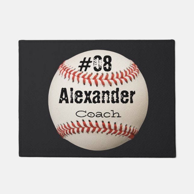 Name Number Position Custom White Baseball Doormat (Front)