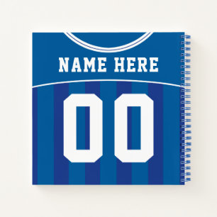 Name & Number Soccer Football Blue Jersey Notebook