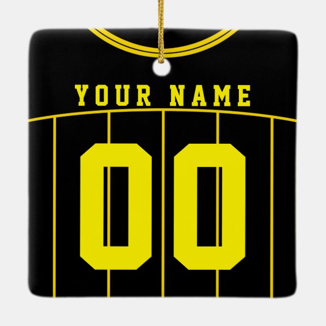 Name & Number Soccer Football Jersey Template Ceramic Ornament (Back)