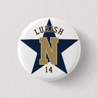 Name Number Star Navy Blue and Gold Veteran 1 Inch Round Button