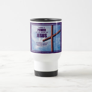 NAME OF JESUS Christian Cross Philippians 2:9-11 Travel Mug