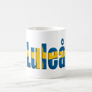 Name of the town of Luleå with a Flag of Sweden w Coffee Mug