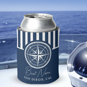 Name of your boat Nautical Vintage Compass Can Cooler