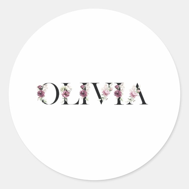 Name Olivia Classic Round Sticker (Front)