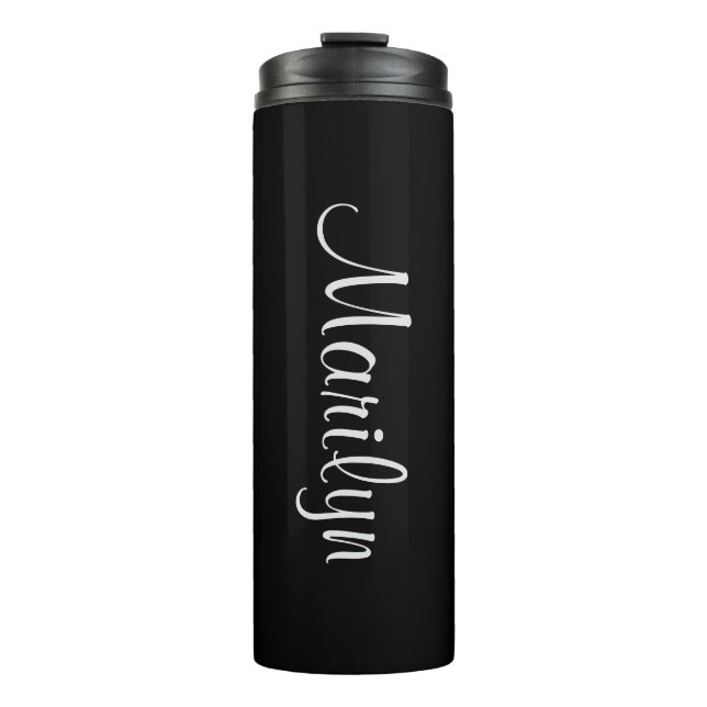 Name on Basic Black Matching Design 12oz Thermal Tumbler (Front)