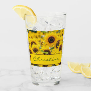 Name on Beautiful Sunflowers Pint Glass