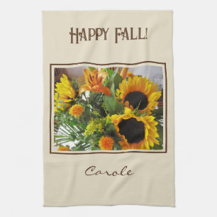 Name on Colourful Large Sunflowers Print 16x24 Kitchen Towel