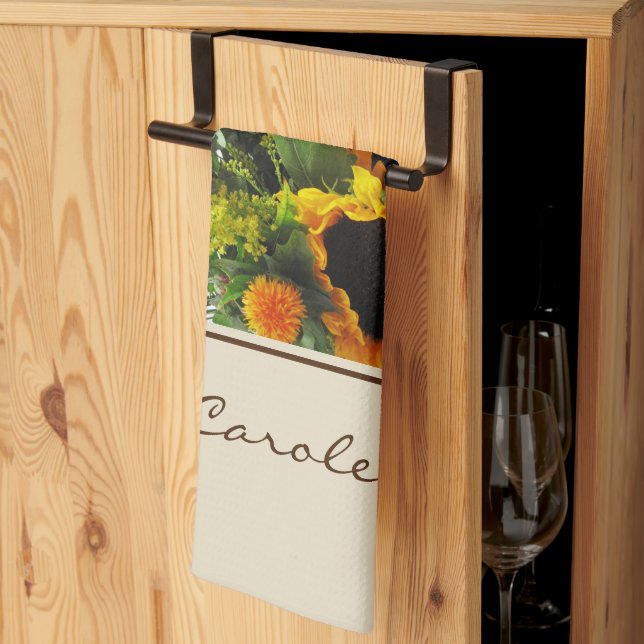 Name on Colourful Large Sunflowers Print 16x24  Kitchen Towel (Thirds Fold)