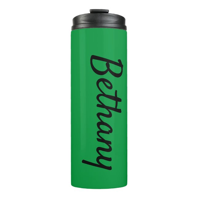 Name on Green Matching Design 12oz Thermal Tumbler (Front)