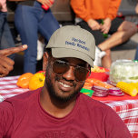 Name on Khaki, Family Reunion,  Embroidered Hat<br><div class="desc">A nice khaki colour cap with royal blue embroidered thread in a modern font. Quick and easy change of wording/text using the Template provided. There are three styles of caps to choose from. This is the Alternative Apparel Basic Adjustable Cap. Check out the different colours available, they keep changing. One...</div>