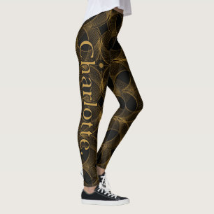 Name on Luxury Gold Guilloché Seamless Pattern Leggings