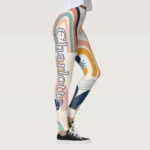 Name on Pastel Prism Arc Abstract Surface Pattern Leggings