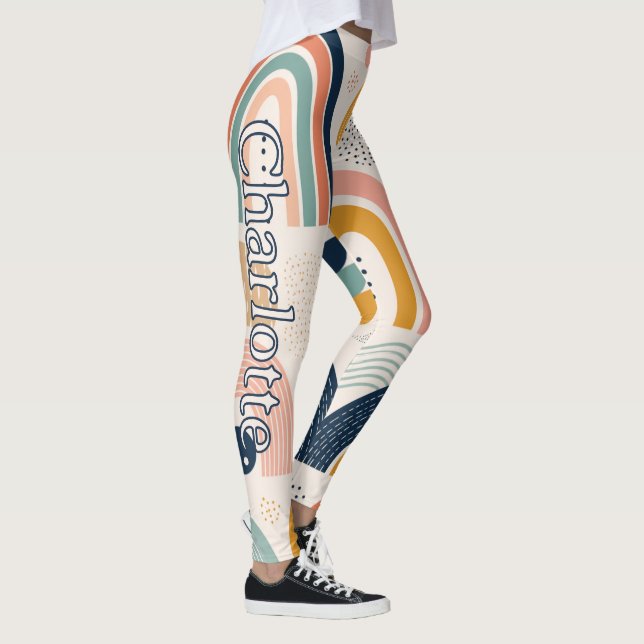 Name on Pastel Prism Arc Abstract Surface Pattern Leggings (Right)
