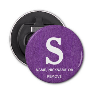 Name on Purple Denim Print 2.25" Magnet Bottle Opener
