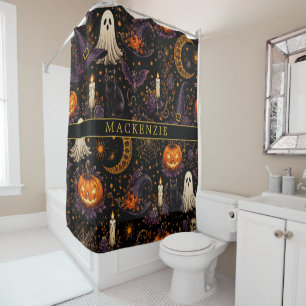 Name on Spooky Halloween Night Pumpkin & Ghost Art