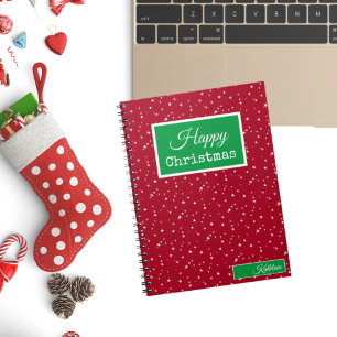 Name on UK Happy Christmas Notebook 6.5x 8.75