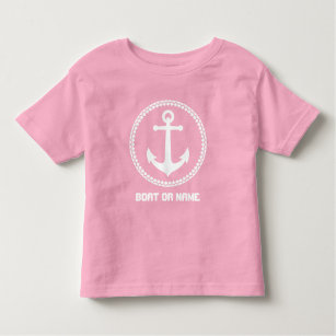 Name or Boat Name Nautical Sea Anchor Pink White Toddler T-shirt
