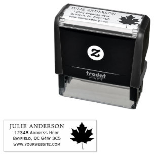 Name or business maple leaf return address self-inking stamp