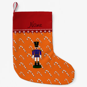 Name orange candy canes blue nutcracker small christmas stocking
