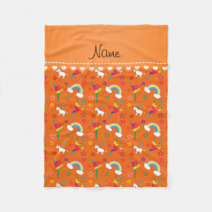 Name orange gymnastics rainbows unicorns fleece blanket