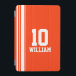 Name orange & white sport name number ipad cover<br><div class="desc">Orange and white sports style ipad case cover. In a sports shirt style Customize with the name and special age, year or lucky number of your choice. Case currently reads: William 10. *Please note some names will not always fit due to the nature of the font. A perfect gift for...</div>