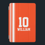 Name orange & white sport name number ipad cover<br><div class="desc">Orange and white sports style ipad case cover. In a sports shirt style Customize with the name and special age, year or lucky number of your choice. Case currently reads: William 10. *Please note some names will not always fit due to the nature of the font. A perfect gift for...</div>