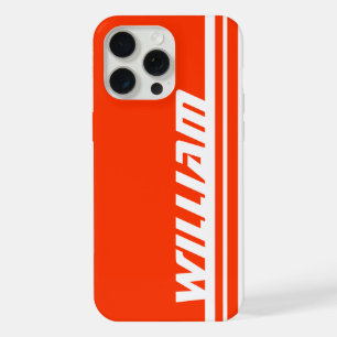 Name orange & white stripe sports  iPhone 15 pro max case