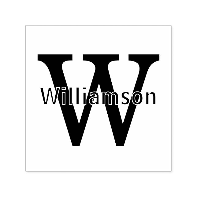 Name Over Simple Bold Single Initial Monogram #2 Self-inking Stamp (Design)