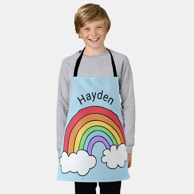 Name Over the Rainbow Personalised Apron (Worn)