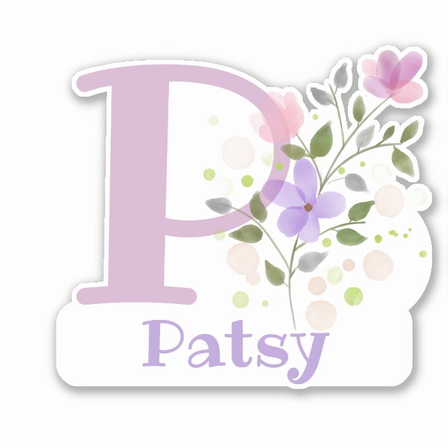 Name Patsy & Initial with Floral Design (Front)