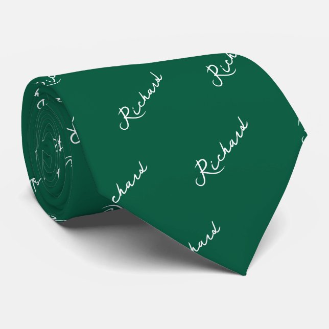 Name Pattern Black and White Neck Tie (Rolled)
