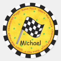 Name Personalized Black White Chequered Flag Wavin
