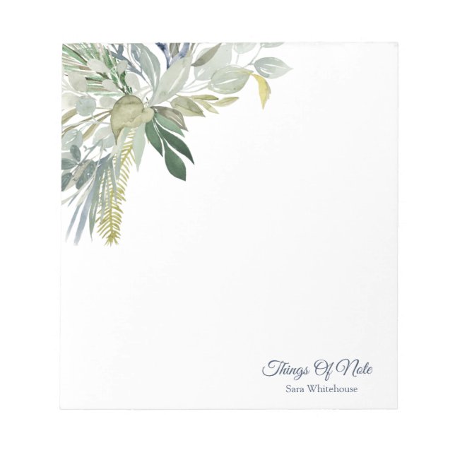Name Personalized Botanical Woodland Foliage  Notepad (Front)