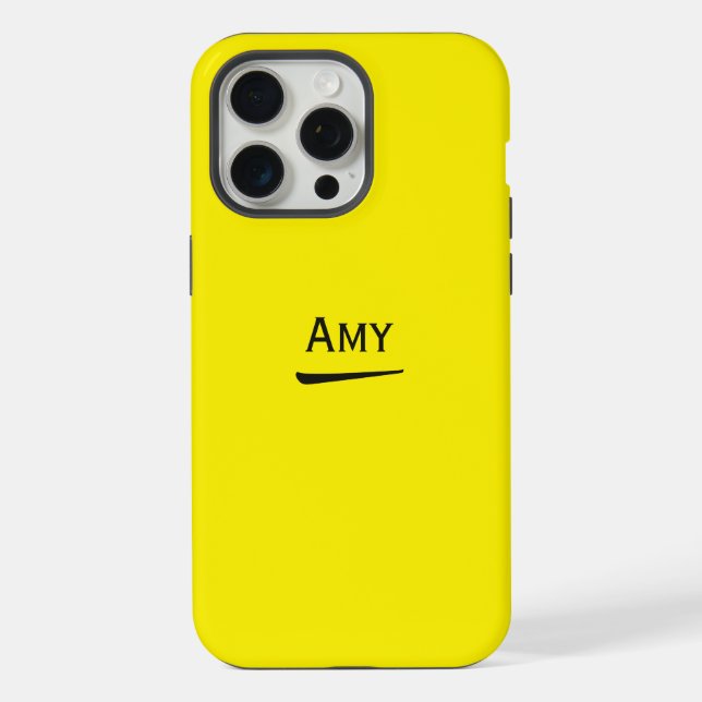 Name Personalized Bright Yellow iPhone Case (Back)