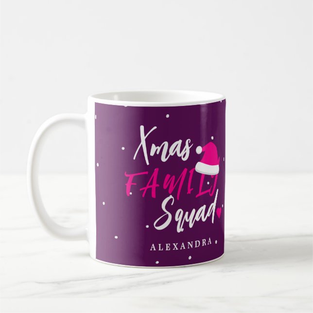 Name personalized Christmas family squad script Coffee Mug (Left)