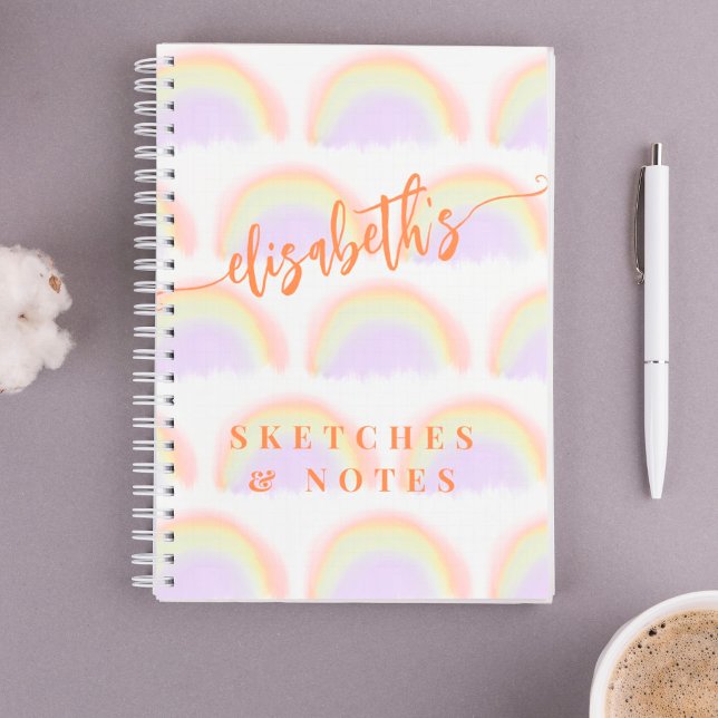 Name personalized colourful pattern sketchbook  notebook (Creator Uploaded)
