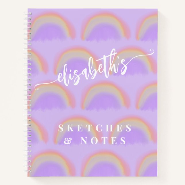 Name personalized colourful pattern sketchbook  notebook (Front)