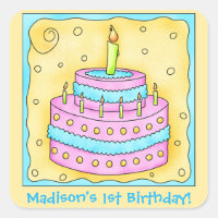 Name Personalized First Birthday Party Cake Art