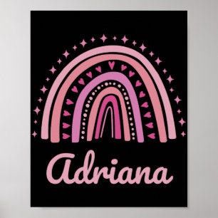 Name Personalized Funny Women Pink Rainbow Adriana Poster