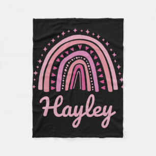 Name Personalized Funny Women Pink Rainbow Hayley  Fleece Blanket