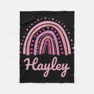 Name Personalized Funny Women Pink Rainbow Hayley  Fleece Blanket